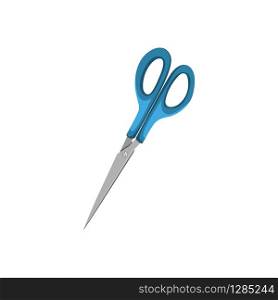 Cartoon blue stationery scissors . Vector illustration