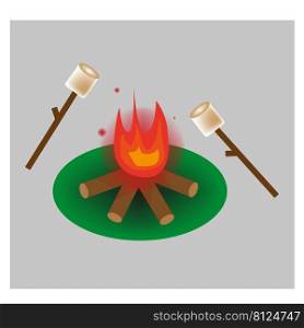 cartoon bonfire marshmallow on light background. Summer c&. Vector illustration. Stock image. EPS 10.. cartoon bonfire marshmallow on light background. Summer c&. Vector illustration. Stock image. 