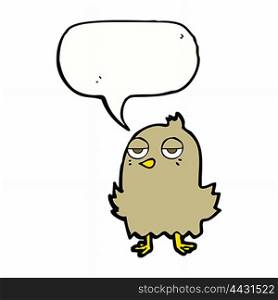 cartoon bored bird with speech bubble