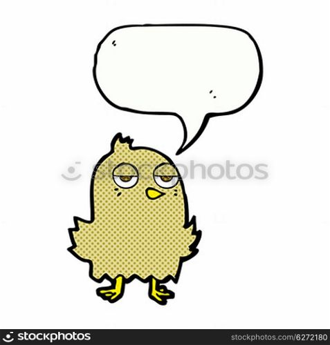 cartoon bored bird with speech bubble