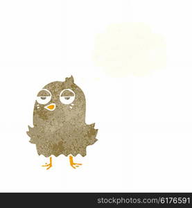 cartoon bored bird with thought bubble