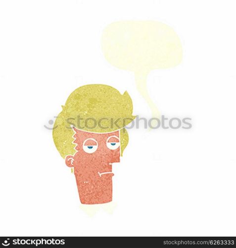cartoon bored man with speech bubble