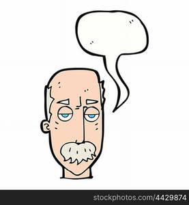 cartoon bored old man with speech bubble