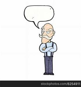 cartoon bored old man with speech bubble