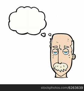 cartoon bored old man with thought bubble