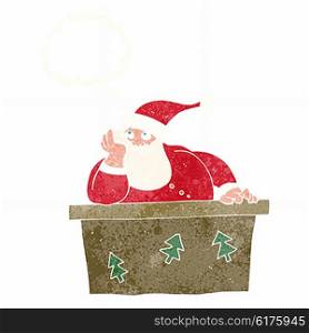 cartoon bored santa claus with thought bubble