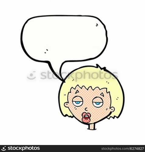 cartoon bored woman with speech bubble