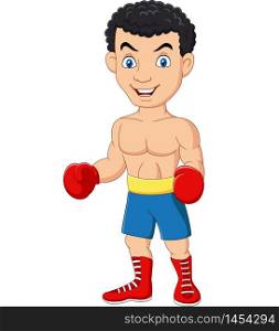 Cartoon boxer on white background