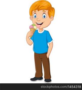 Cartoon boy eating ice cream