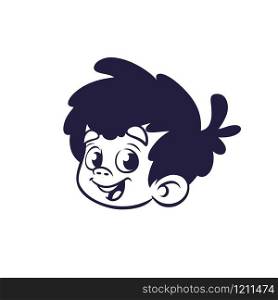Cartoon Boy Face icon outlined. Vector illustration. Cartoon little boy head smile