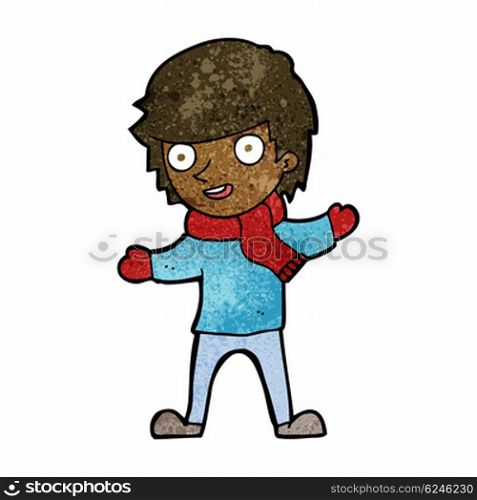cartoon boy in winter clothes