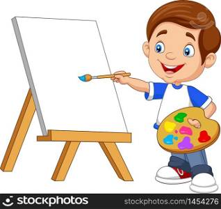 Cartoon boy painting
