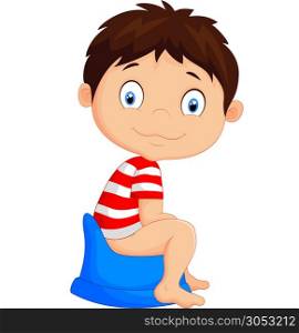 cartoon boy sitting on the potty