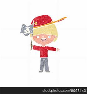 cartoon boy waving pirate flag