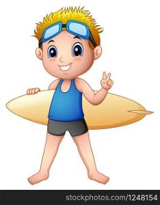 Cartoon boy with a surfboard