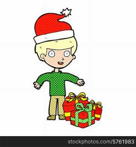 cartoon boy with christmas present