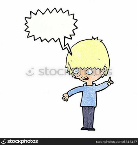 cartoon boy with question with speech bubble