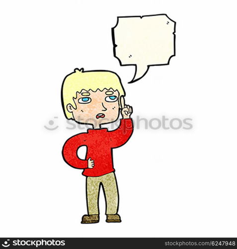 cartoon boy with question with speech bubble