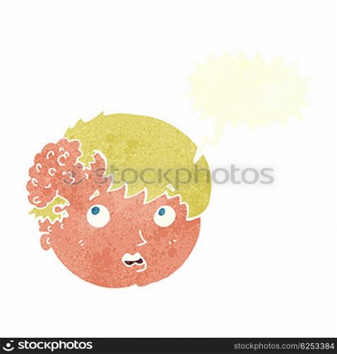 cartoon boy with ugly growth on head with speech bubble