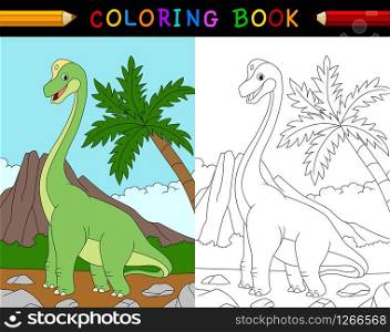 Cartoon brachiosaurus coloring book