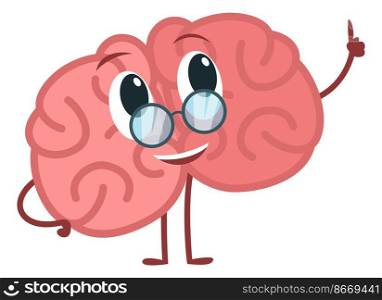 Cartoon brain. Smart funny character with face expression isolated on white background. Cartoon brain. Smart funny character with face expression