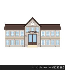 Cartoon brick school building . Vector illustration