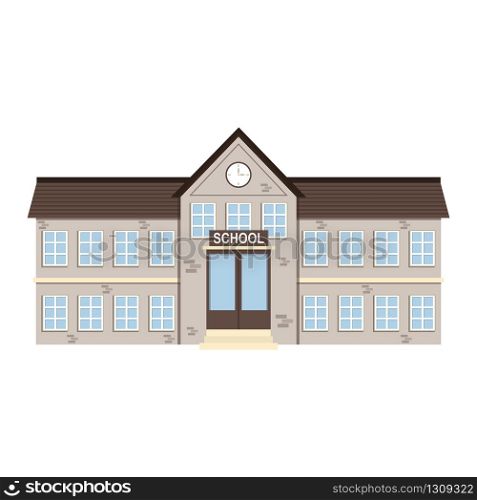 Cartoon brick school building. vector illustration