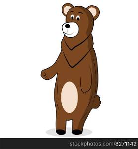 Cartoon brown bear. Grizzly bear and brown bear isolated, vector illustration. Cartoon brown bear