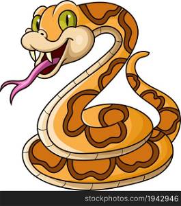 Cartoon brown snake on white background