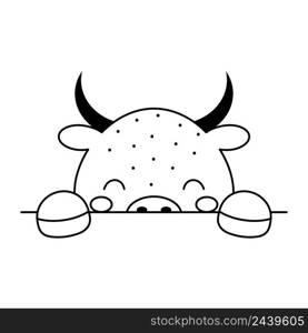 Cartoon bull face in Scandinavian style. Cute animal for kids t-shirts, wear, nursery decoration, greeting cards, invitations, poster, house interior. Vector stock illustration