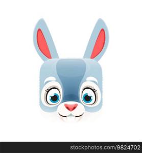 Cartoon bunny kawaii square animal face. Isolated vector rabbit, Easter character portrait. Cute forest hare, zoo personage, cube app button, icon, graphic design element. Cartoon bunny kawaii square animal face, rabbit