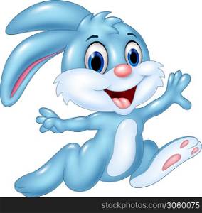 Cartoon bunny running and happy.isolated on white background