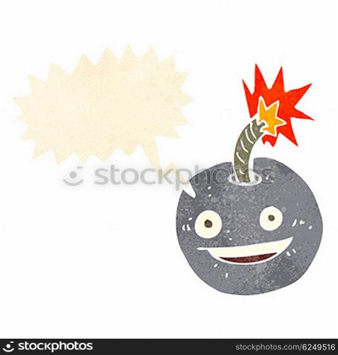 cartoon burning bomb with speech bubble
