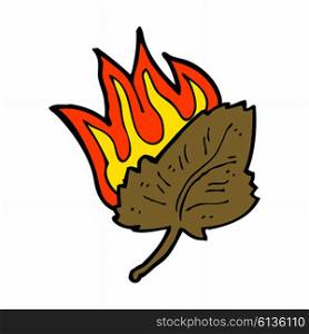 cartoon burning dry leaf symbol