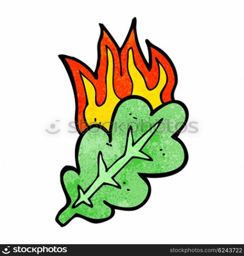 cartoon burning leaf symbol;