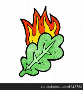 cartoon burning leaf symbol;