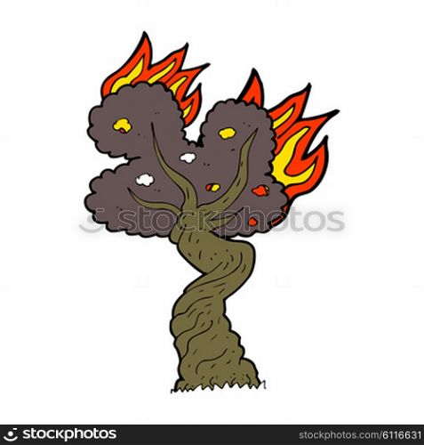 cartoon burning old tree