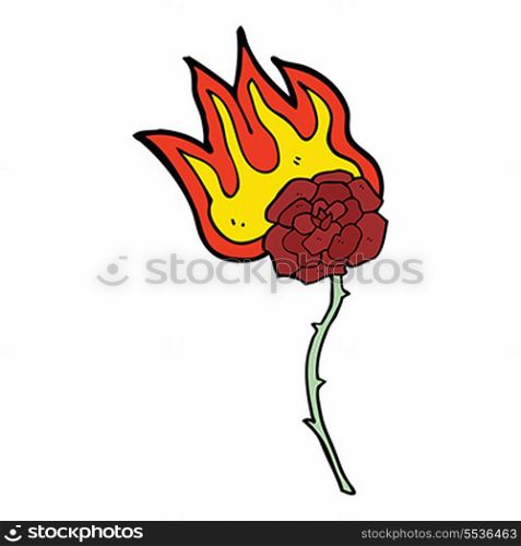 cartoon burning rose