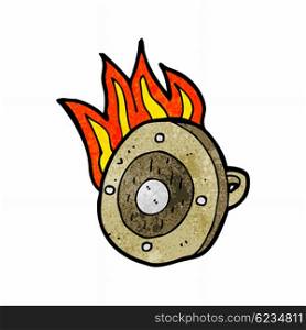 cartoon burnng shield