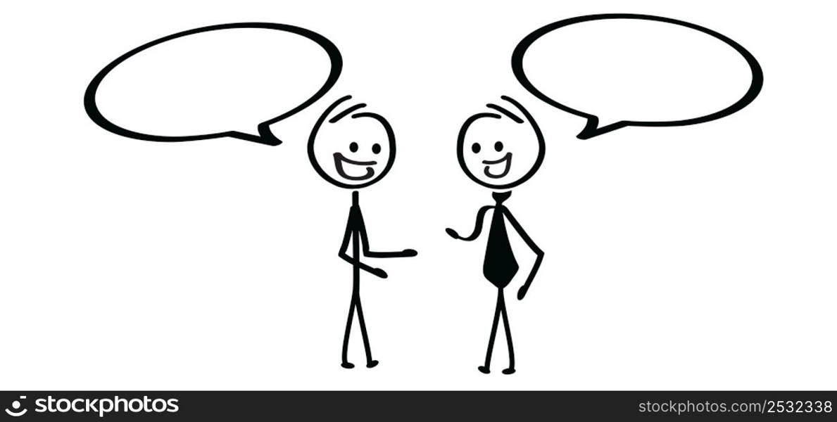 Two Cartoon Stickman Stick Figure Man Dialogue Speaking People Icon Or Pictogram Talk Or 8323