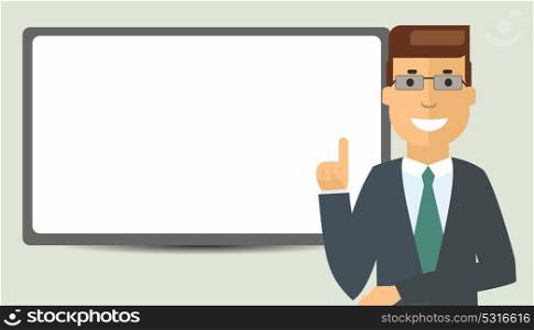 Cartoon Businessman with board for writing