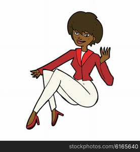 cartoon businesswoman sitting