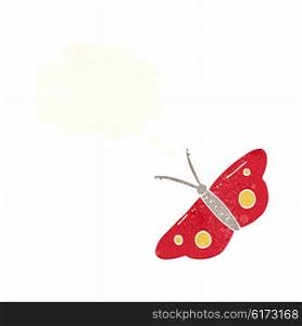 cartoon butterfly symbol with thought bubble