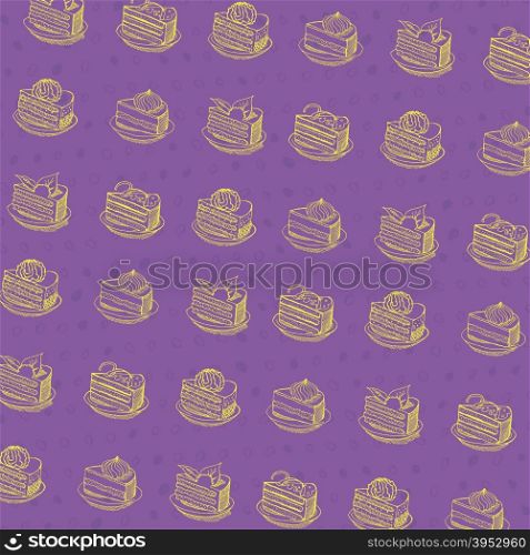 cartoon cake seamless pattern
