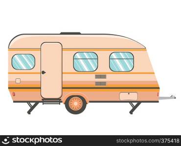Cartoon camper trailer, travel mobile home design.