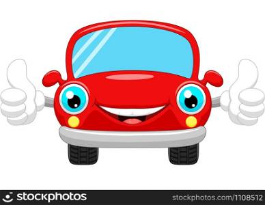 Cartoon car gives thumbs up