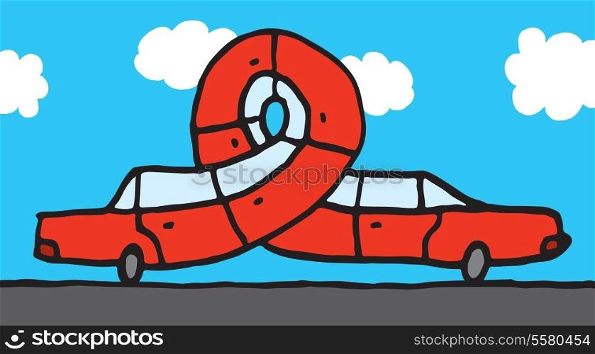 Cartoon car making an odd loop