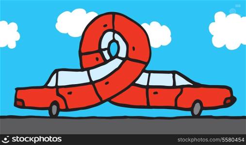 Cartoon car making an odd loop