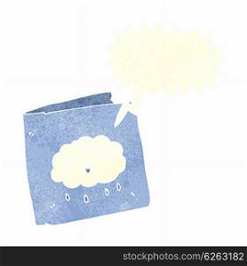 cartoon card with cloud pattern with speech bubble