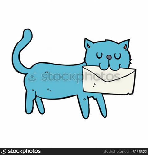 cartoon cat carrying letter